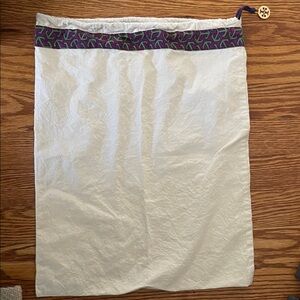 Tory Burch White Drawstring Bag with Purple and Green Trim